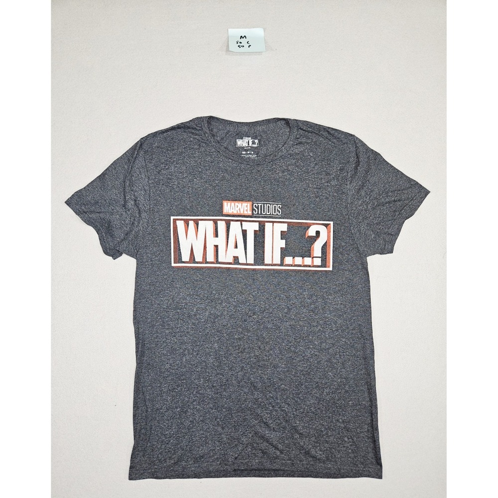 Marvel Studios What If...? T-Shirt Men's Medium Gray Heather Graphic Crew‎ Neck